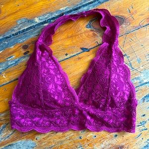Aeropostale Lace Halter Bralette — Color: WINE
